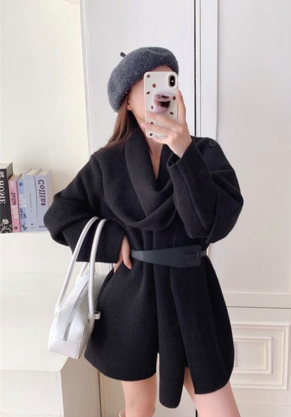 Eleganter Damen Wollcardigan mit Schal-Kragen