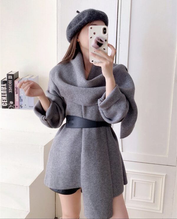 Eleganter Damen Wollcardigan mit Schal-Kragen