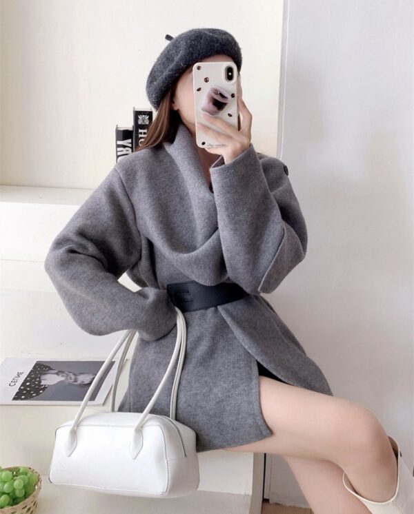 Eleganter Damen Wollcardigan mit Schal-Kragen