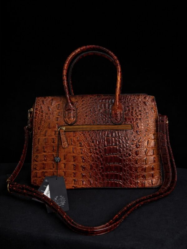 Vintage Brown Croc Structured Handbag