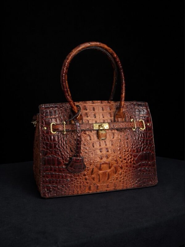 Vintage Brown Croc Structured Handbag