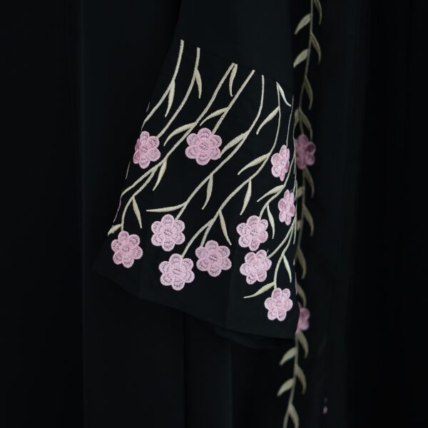 Rosé Embroidered Three-Piece Abaya