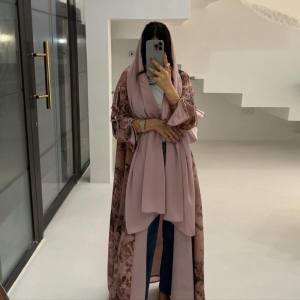 Pink floral abaya&hijab