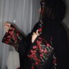 Red Embroidered Three-Piece Abaya
