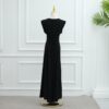 Red Embroidered Three-Piece Abaya