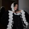 velvet abaya with lace shawl (three pieces )